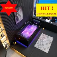 Czarna wanna z hydromasażem EB-185 prostokątna 170cmx85cm DYSZE OBROTOWE, Czarna wanna z hydromasażem EB-185 prostokątna 170cmx85cm DYSZE OBROTOWE,