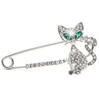 Broszka z cyrkoniami srebrna kot kotek przypinka agrafka elegancka