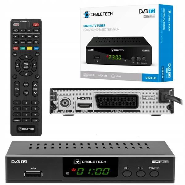 Tuner dekoder TV DVB-T2 H.265 HEVC USB Cabletech zdjęcie 1