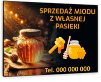TABLICZKA REKLAMOWA szyld z dibondu nadruk 40x30 spzredaż miodu z pasieki