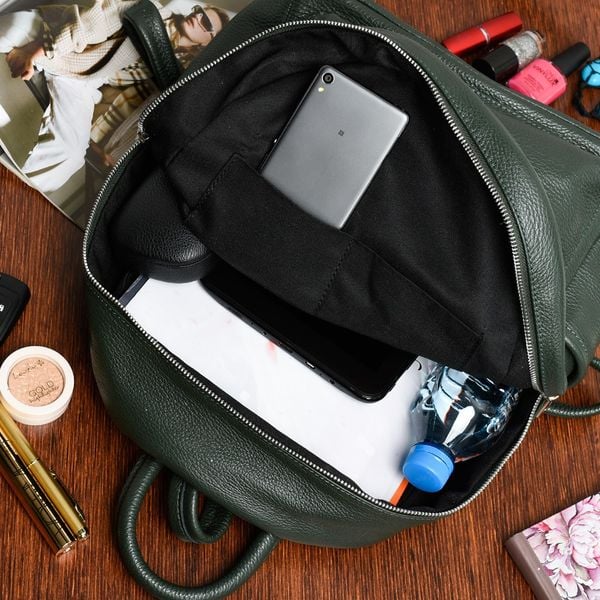 Skórzany plecak A4 duży pojemny do szkoły Włoski kremowy P16 zdjęcie 1