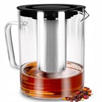 DZBANEK SZKLANY ŻAROODPORNY Z ZAPARZACZEM STALOWYM do herbaty kawy 1800ML