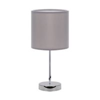 Stołowa lampa abażurowa Agnes 3147 stojąca do gabinetu szara chrom