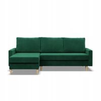 NAROŻNIK BLANK ZIELONY KANAPA Rogówka Rozkładana z Funkcją Spania Wygodna