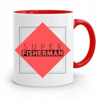 Kubek Czerwony Wędkarza Super Fisherman Prezent Z Nadrukiem Ze Zdjęciem