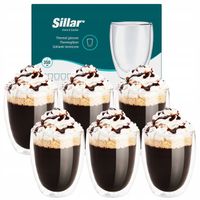 SZKLANKI TERMICZNE Z PODWÓJNYM DNEM 350ML DO HERBATY KAWY LATTE ZESTAW 6X