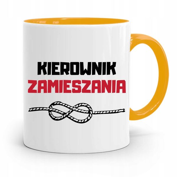 Kubek Żółty Dla Kierownika Kierownik Zamieszania Z Nadrukiem Ze Zdjęciem zdjęcie 1