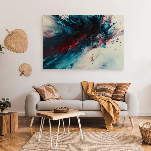 Obraz Na Płótnie Abstrakcja Niebieska Farba Nowoczesny Wzór 40cm x 30cm zdjęcie 3