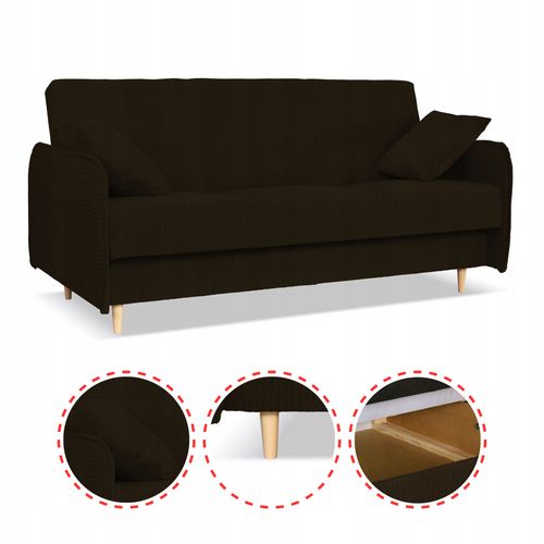 Kanapa sofa Alvo rozkładana wersalka funkcja spania pojemnik Family brązowa na Arena.pl