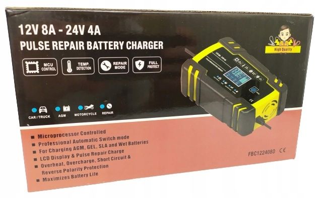 PROSTOWNIK Mikroprocesorowy SAMOCHODOWY DO AKUMULATORÓW 12V 24V 8A AGM zdjęcie 3