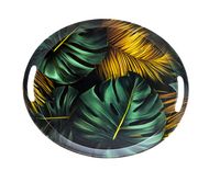 Taca dekoracyjna z melaminy 35,5x30,2x3,2 cm wygodne uchwyty liście palmy