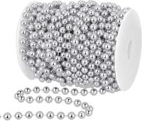 ŁAŃCUCH CHOINKOWY SREBRNY 10 m perły koraliki girlanda na szpuli