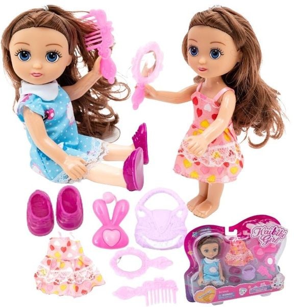 Lalka MAŁA DZIEWCZYNKA Kaibibi Brunetka 2 Sukienki  A1 zdjęcie 1