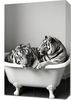 Obraz 40x60cm Vintage Artystyczny | Tygrysy | Portret Zwierząt Pop Art