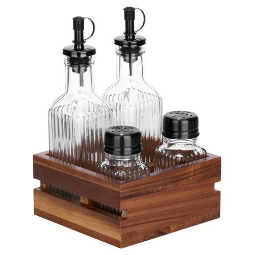 Przyprawnik Stołowy Zestaw Pojemniki do Soli Pieprzu Oliwy Octu w Stojaku na Arena.pl