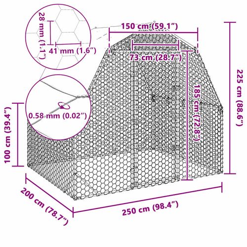 Kurnik z dachem, 2,5x2x2,25 m, stal na Arena.pl
