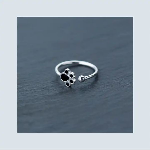 Srebrny pierścionek otwarty ŁAPKA PUPILA psia łapa regulowany S925 zdjęcie 3