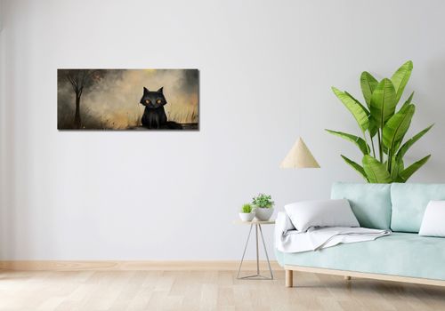 Obraz 100x40cm Czarny Kot na Arena.pl