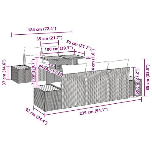 Zestaw do jadalni w ogrodzie z poduszką 6 pcs Beżowy i kremowy na Arena.pl