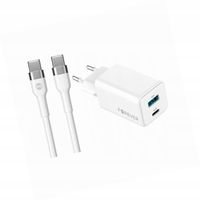 Szybka ładowarka GaN 45W 2 wejścia USB i USB-C z kablem do iPhone SE 2025