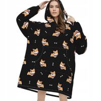 Bluza Corgi czarna polarowa XXL z kapturem długi rękaw