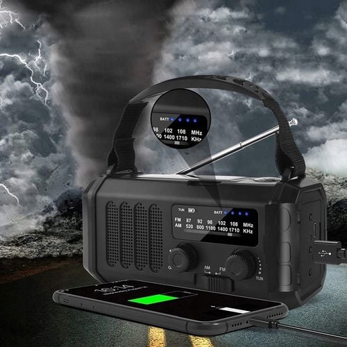 PRZENOŚNE RADIO SOLARNE KORBKA ALARM DYNAMO AWARYJNE LATARKA 10000mAh na Arena.pl