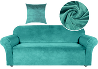 POKROWIEC NA KANAPĘ SOFĘ NAROŻNIK ELASTYCZNY WELUR 190-230 TURKUSOWY