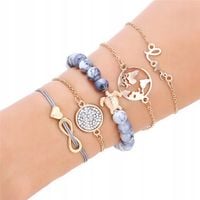 Zestaw bransoletka łańcuszek serce love kontynenty