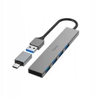 Hub HAMA Premium USB 3.2 + Adapter USB-C 4x USB-A Ultra slim 5Gbit/s