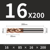 Frez TiSiN 4 ostrza Z-4 do stali nierdzewnej do 55HRC Roz. Ø16x85x16Dx200L