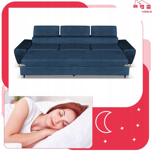 Zestaw mebli wypoczynkowych salon Bosso Sofa 3os fotele granat Family Meble na Arena.pl