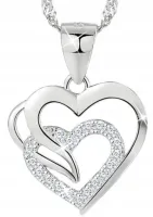 NASZYJNIK SREBRNY ŁAŃCUSZEK DAMSKI Z ZAWIESZKĄ, NASZYJNIK SREBRO PRÓBA 925