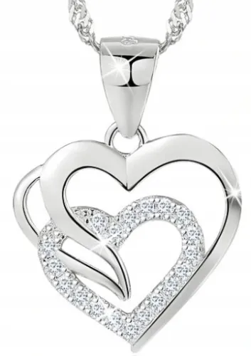 NASZYJNIK SREBRNY ŁAŃCUSZEK DAMSKI Z ZAWIESZKĄ, NASZYJNIK SREBRO PRÓBA 925 na Arena.pl