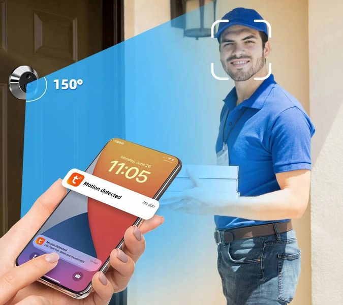 Inteligentny Wizjer Judasz Do Drzwi Kamera 4.3" z Ekranem PIR WiFi TUYA zdjęcie 7