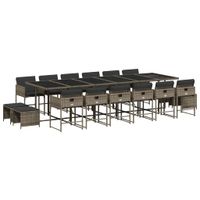 17-cz. zestaw mebli ogrodowych z poduszkami, szary, rattan PE