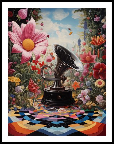 Plakat 50x65cm Gramofon w Kwiatach na Arena.pl