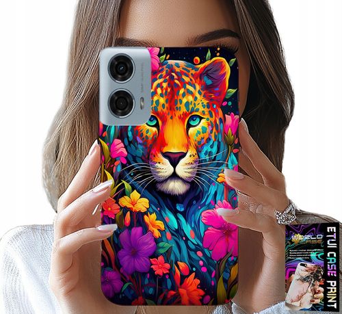 ETUI DO MOTOROLA G24 / G04 - KWIECISTE WZORY TYGRYS TYGRYSEK + FOLIA na Arena.pl