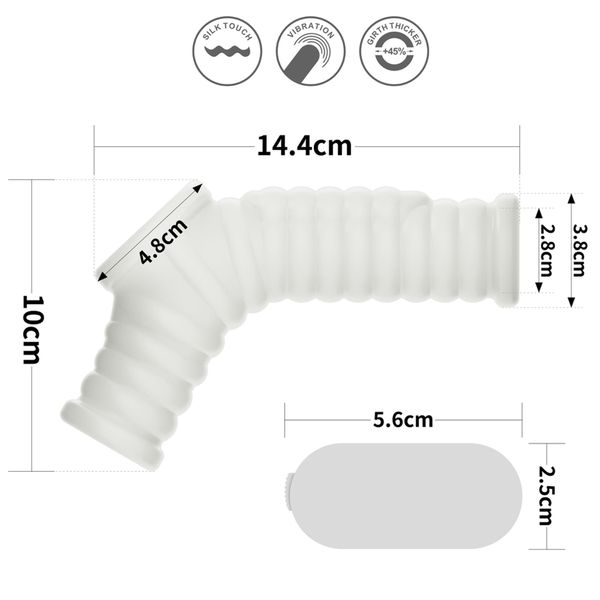 Vibrating Wave Knights Ring with Scrotum Sleeve (White) zdjęcie 2