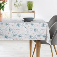 Obrus INES 10 145x260 cm beż niebieski kwiatowy wzór vintage