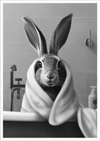 PLAKAT BEZ RAMY do Łazienki WC Toalety królik zając wanna P2520_50x70