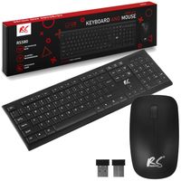 Zestaw klawiatura i mysz bezprzewodowa gamingowa czarna NanoRS 1200 DPI