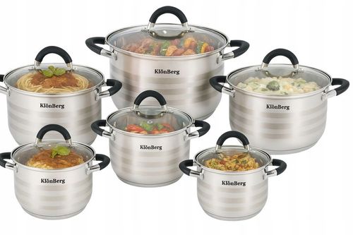 Komplet Garnków na Indukcję Gaz ze Stali Nierdzewnej Zestaw 12 Elementów na Arena.pl