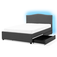 Łóżko z szufladami kolorowy LED tapicerowane 180 x 200 cm szare MONTPELLIER
