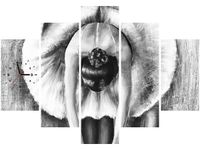 105CM 150CM ZEGAR 5 ELEM BALETNICA CZERNI BIELI DRUK OBRAZ