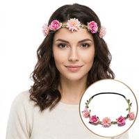 wianek, opaska do włosów z kwiatów, wianuszek na gumce boho w115