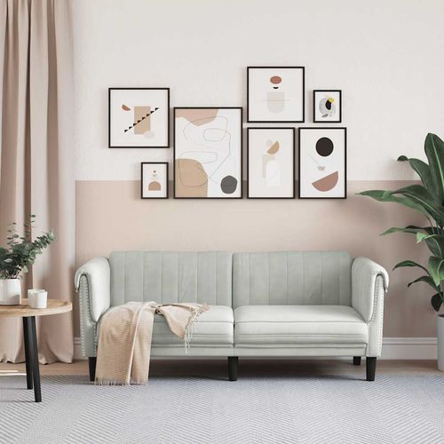 Sofa dwuosobowa, jasnoszara, aksamit na Arena.pl