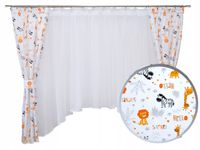 Firana zasłony KOMPLET do pokoju dziecka zwierzęta SAFARI styl skandynawski