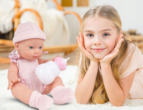 LALKA BOBAS NIEMOWLAK ŚLICZNA RÓŻOWE UBRANKO BUTELKA AKCESORIA DLA DZIECI na Arena.pl