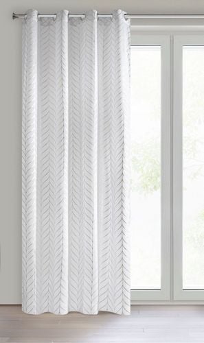 Firana na przelotkach z srebrnym nadrukiem BIRAY 140X250 biała + srebrna na Arena.pl