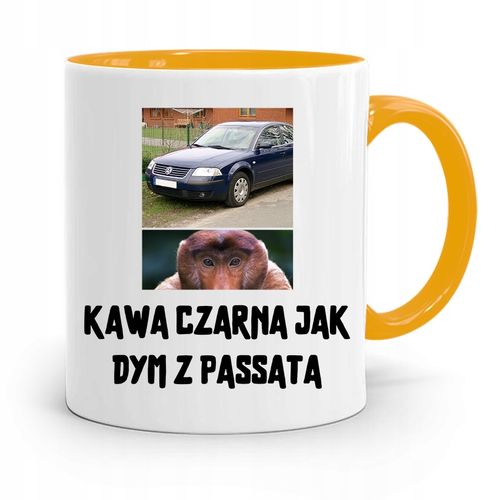 Kubek Żółty Dla Chłopaka Kawa Czarna Jak Dym Z Nadrukiem Ze Zdjęciem na Arena.pl